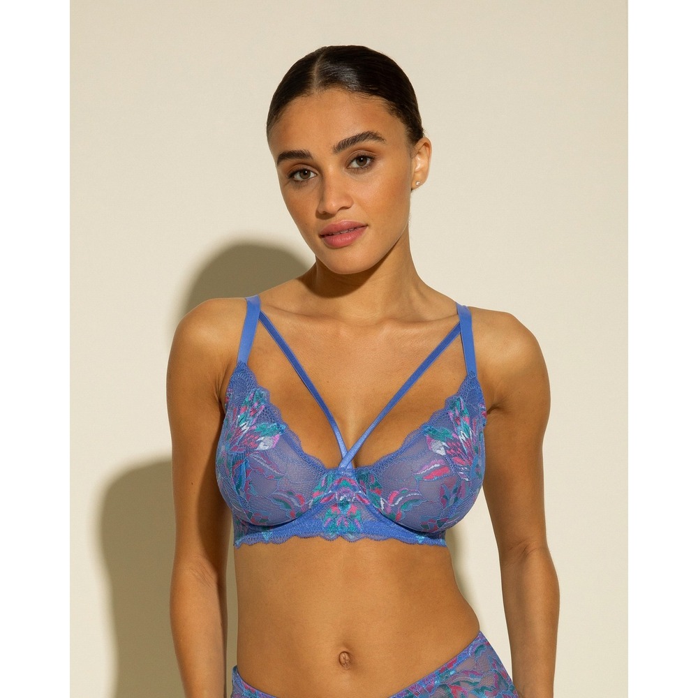 Cosabella Paradiso Strappy Lace Demi Bra Blue Multi Italian Luxury Size 34G